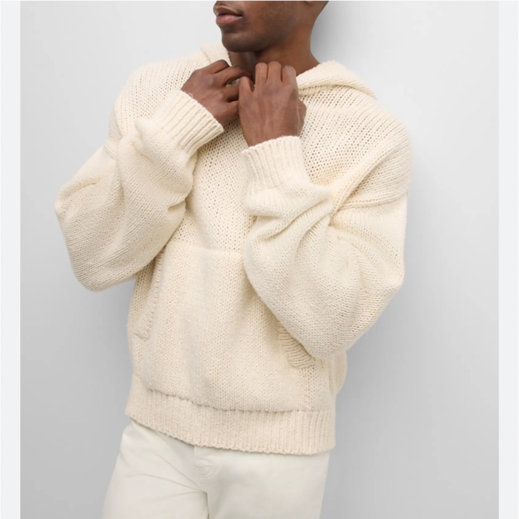 Frame Cream Hooded Chunky Knit Hooded Sweater
